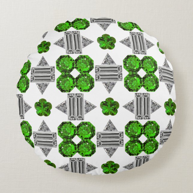 Cojín Redondo Patrón verde (Anverso)