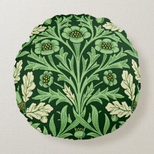 Cojín Redondo Patrón Verde Roble Bellota Vintage William Morris