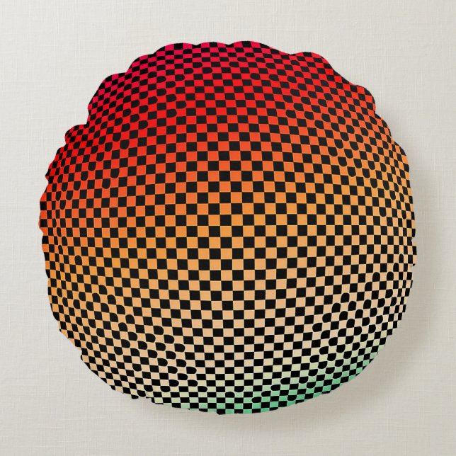 Cojín Redondo Patrón visualmente llamativo (Anverso)