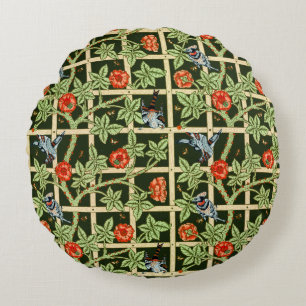 Cojín Redondo Patrón William Morris Trellis en verde