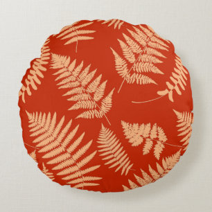 Cojín Redondo Patrón Woodland Fern, Naranja mandarín