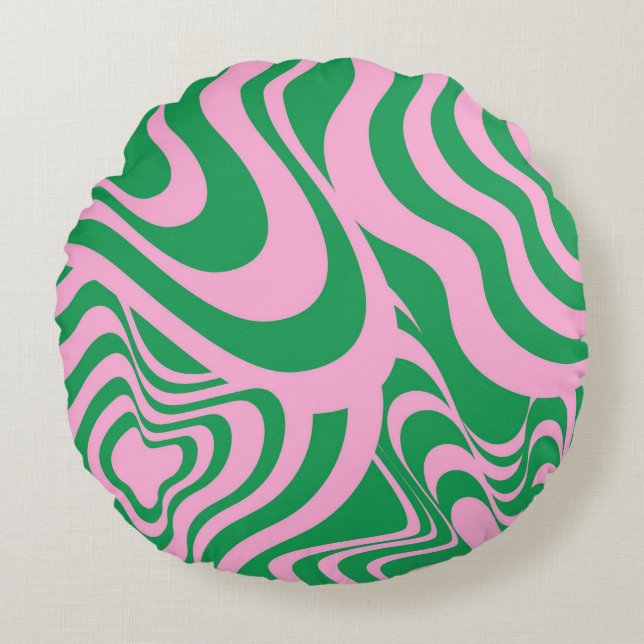 Cojín Redondo Patrón Y2K colorido de Swirl Groovy Retro (Anverso)