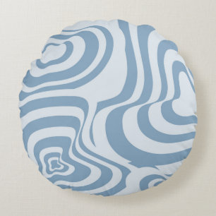 Cojín Redondo Patrón Y2K de Groovy Swirl Groovy Blue Retro
