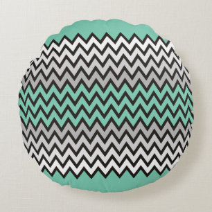 Cojín Redondo Patrón ZIGZAG - gris blanco negro + tu idea