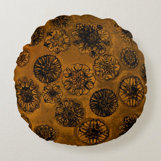 Cojín Redondo Patrones antiguos (Anverso)