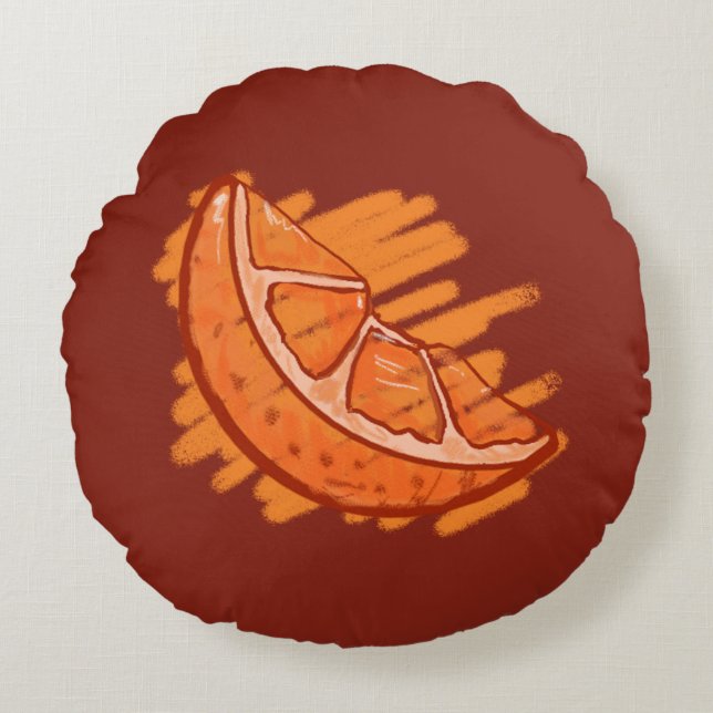 Cojín Redondo Patrones de fruta Regalos de Naranja de sangre (Anverso)
