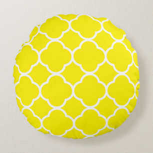 Cojín Redondo Patrones de Quatrefol Brillante Sunshine Amarillo