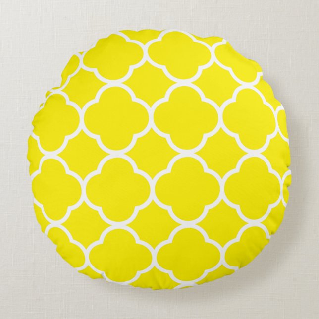 Cojín Redondo Patrones de Quatrefol Brillante Sunshine Amarillo  (Anverso)