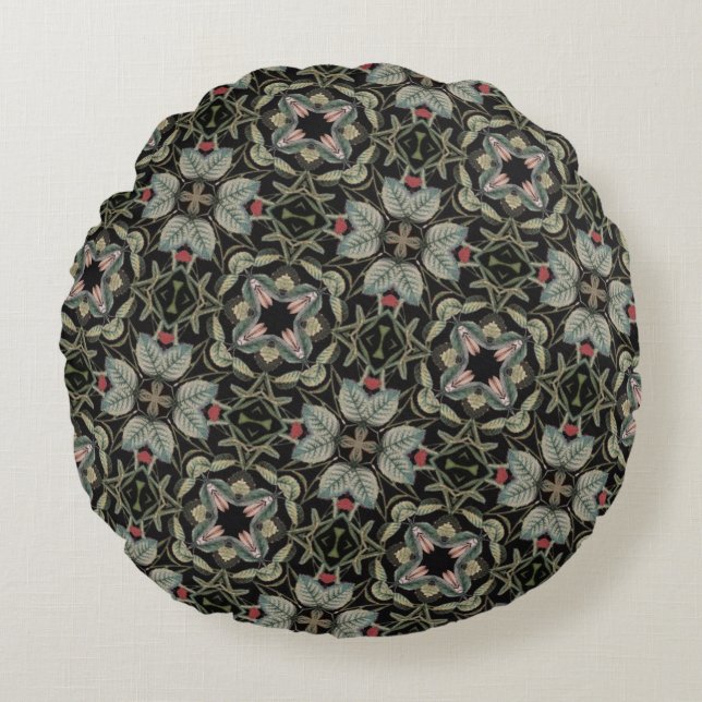 Cojín Redondo Patrones geométricos clásicos marroquíes decorativ (Anverso)