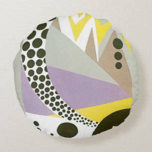 Cojín Redondo Patrones geométricos de jazz Pochoir Art Deco vint