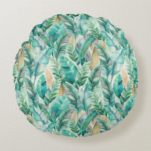 Cojín Redondo Pattern Boho Bananas Leaves