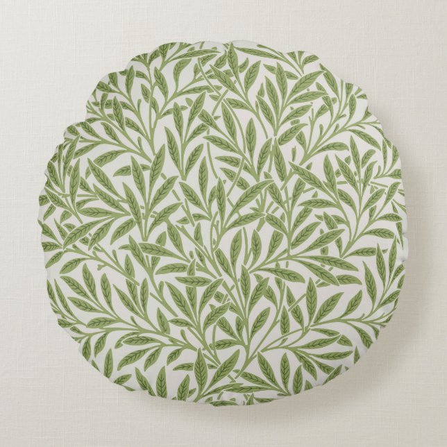 Cojín Redondo Pattern of green leafy branches  (Anverso)