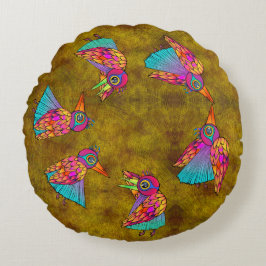 Cojín Redondo Pattern With bird creatures