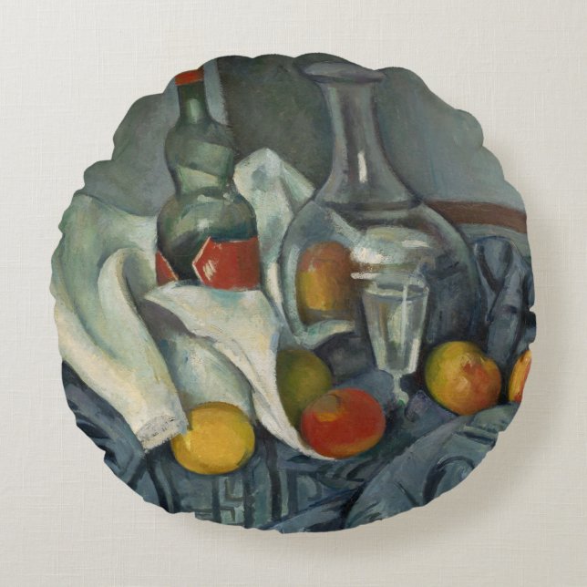 Cojín Redondo Paul Cezanne el | la botella de la hierbabuena, (Anverso)