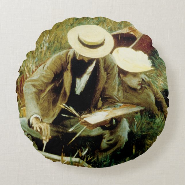 Cojín Redondo Paul Helleu Sketching con su esposa (Anverso)