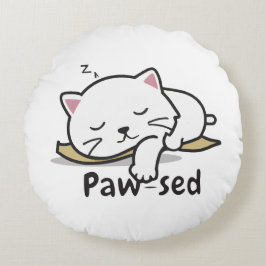 Cojín Redondo Paw-sed Cat Throw Pillow – Soft & Snuggly Nap Deco