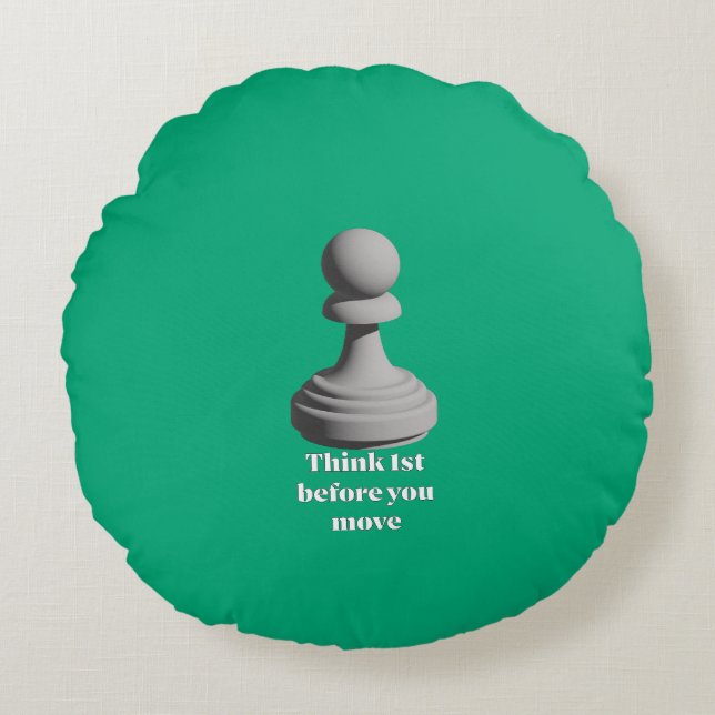 Cojín Redondo Pawn_Think_1st (Anverso)