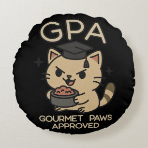 Cojín Redondo Paws de atún para gato graciosos de becario person