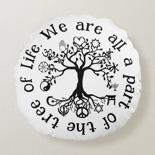 Cojín Redondo Paz en la Tierra (Anverso)