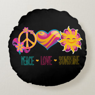Cojín Redondo Peace Love Sunshine