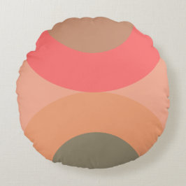Cojín Redondo Peach and Olive Modern de mediados del siglo