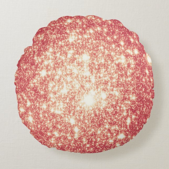 Cojín Redondo Peach Champagne Stars Round Pillow (Anverso)