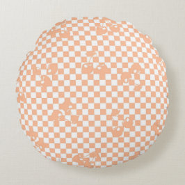 Cojín Redondo Peach Fuzz Cherry Gingham Pattern