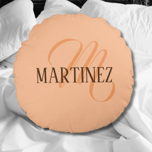 Cojín Redondo Peach Fuzz Elegante Nombre Personalizado