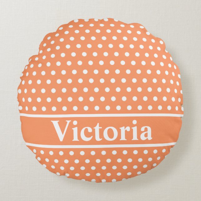 Cojín Redondo Peach Polka Dots (Anverso)