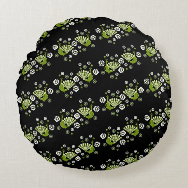 Cojín Redondo Peacock Art (Anverso)