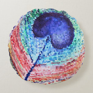 Cojín Redondo Peacock Feather Art Round Drop