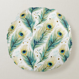 Cojín Redondo Peacock Feathers