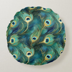 Cojín Redondo Peacock Feathers
