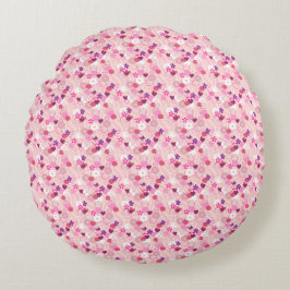 Cojín Redondo Pearls, Flowers, & Pink