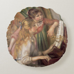 Cojín Redondo Pedro chicas jóvenes de Renoir un   en el piano