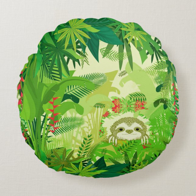 Cojín Redondo Peek a Boo Jungle Sloth (Anverso)