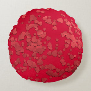 Cojín Redondo Pegatina de corazón rojo digital
