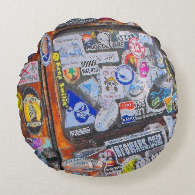 Cojín Redondo Pegatinas (Anverso)