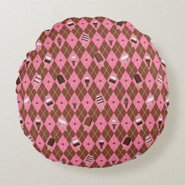 Cojín Redondo Pegatinas napolitanos Argyle-16in ROUND PILLOW (Anverso)