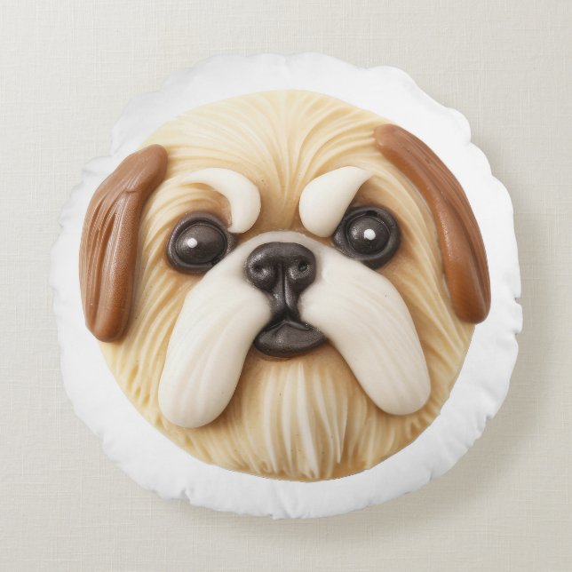 Cojín Redondo Pekinés 3D Inspirado (Anverso)