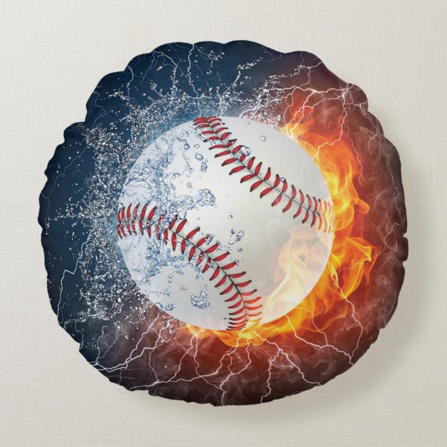 Cojín Redondo Pelota de béisbol (Anverso)