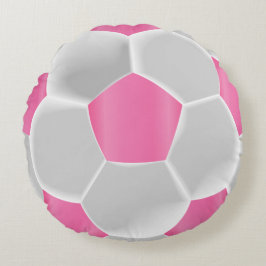 Cojín Redondo Pelota de fútbol rosa de bonito