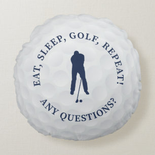 Cojín Redondo Pelota de Golf Silueta de Golfista Masculino Lindo