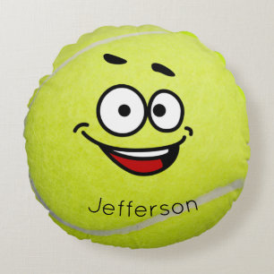 Cojín Redondo Pelota de tenis amarilla personalizada cara divert