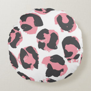 Cojín Redondo Pelt de leopardo: Textura rosa negra
