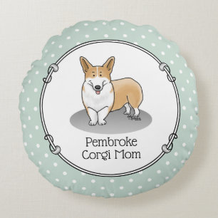 Cojín Redondo Pembroke Welsh Corgi Mom (rojo 1) Dog Mom Cute