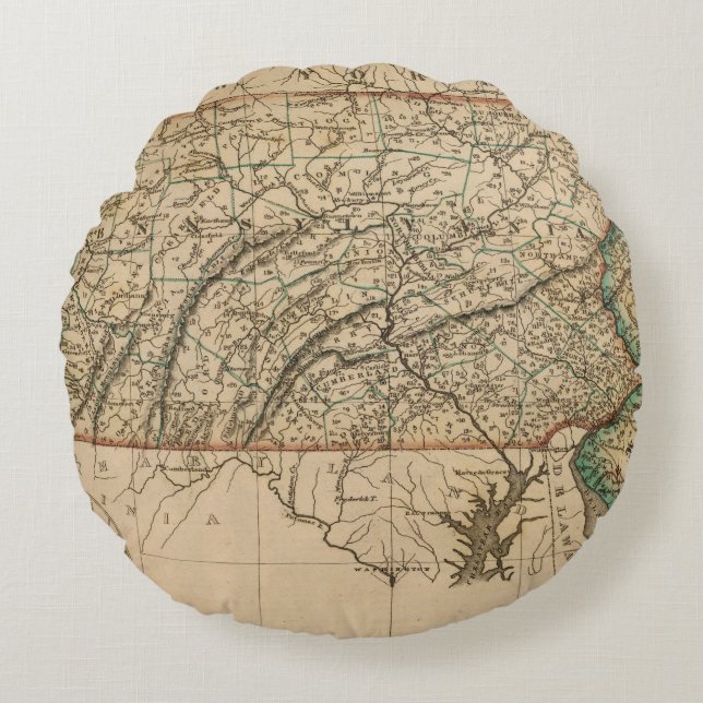 Cojín Redondo Pennsylvania, New Jersey (Anverso)