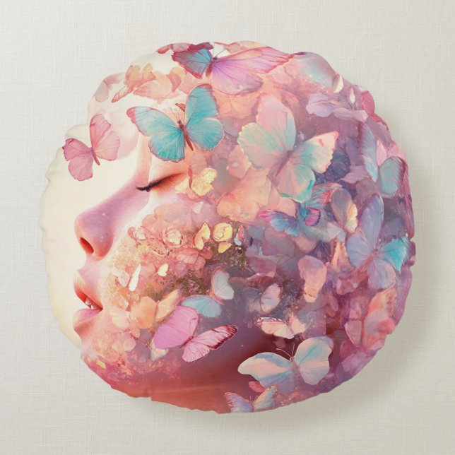 Cojín Redondo Pensées Papillons - Butterfly Thoughts  (Anverso)