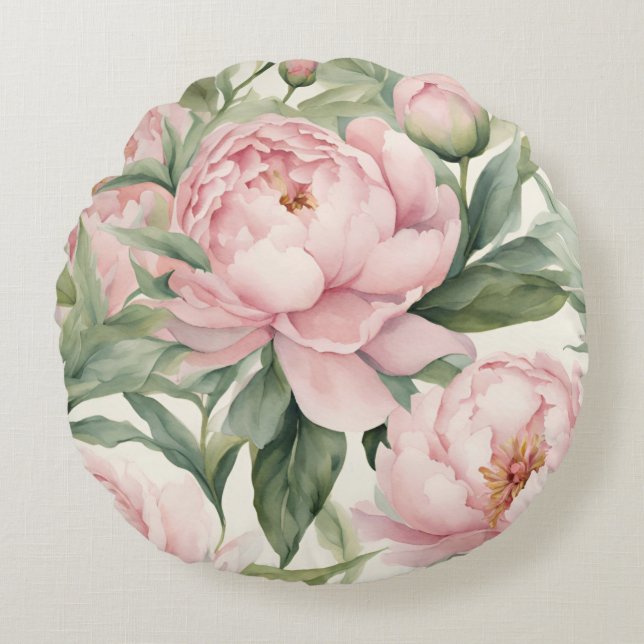Cojín Redondo Peonías de Verano (Anverso)