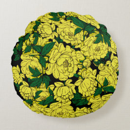 Cojín Redondo Peonies amarillos
